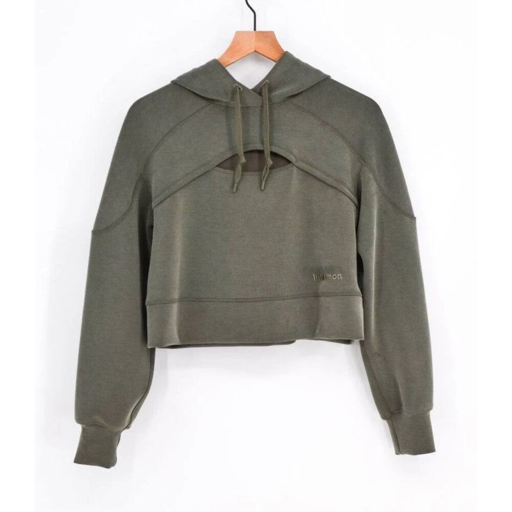 Lululemon RARE Get Centred Crop Hoodie Grey Sage Softstreme XS Size 0